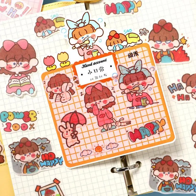 

Girl cute hand account and paper stickers original cartoon girl Japanese-style stickers small people material stickers 40sticker