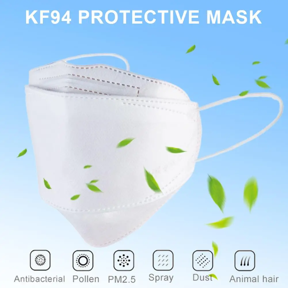 

50PCS KF94 Face Mask High Quality Dust-proof Breathable Air Filter Mask With Adjustable Nose Bar For Outdoor Activity
