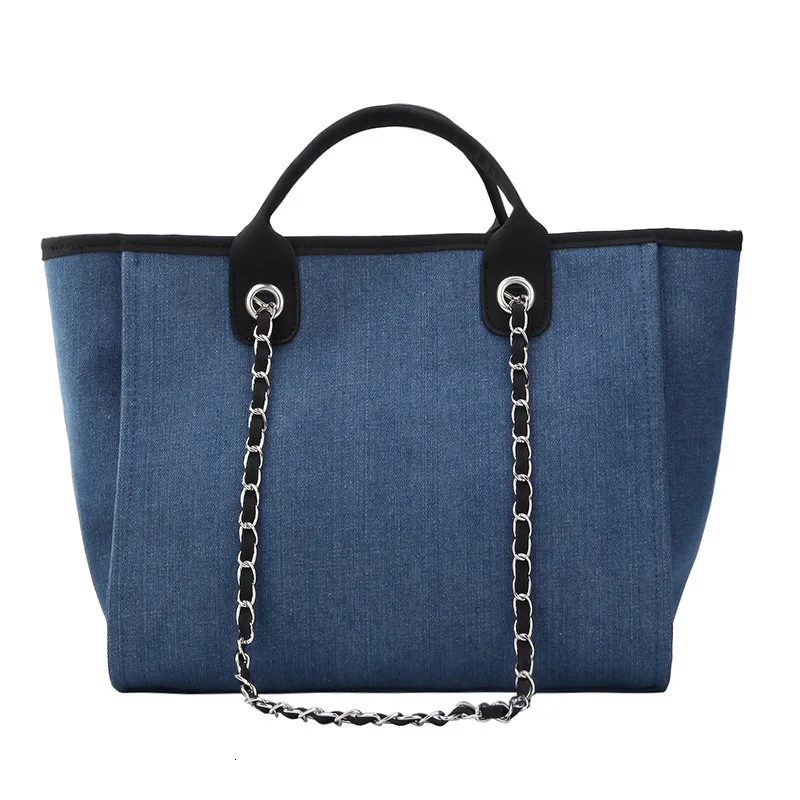 Женские сумки через плечо для женщин сумка Новая Элегантная корейская модная повседневная сумка простая Холщовая Сумка на плечо с цепочкой Диагональная Сумка - Цвет: Hide blue
