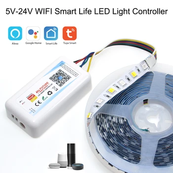 

5V-24V Wifi Smart Life APP Single color/CCT/RGB/RGBWW/RGBCCT Smart Light Strip Controller Smart Home work with Alexa Google Home