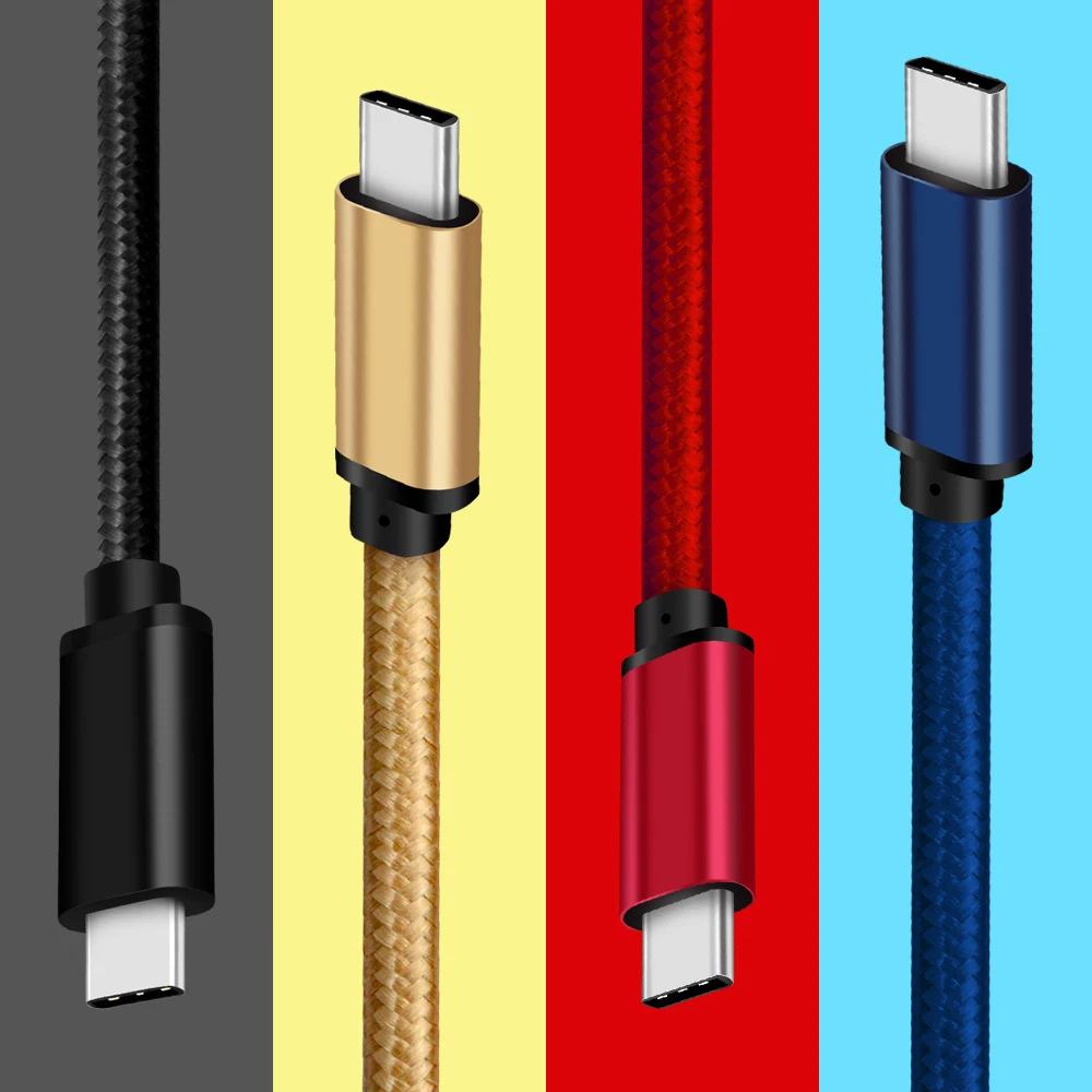 Кабель usb type C 3A Быстрая зарядка USB-C кабель позолоченный и нейлоновый Плетеный для samsung Galaxy S10 S9 Note 8 LG V20 G5 и многое другое