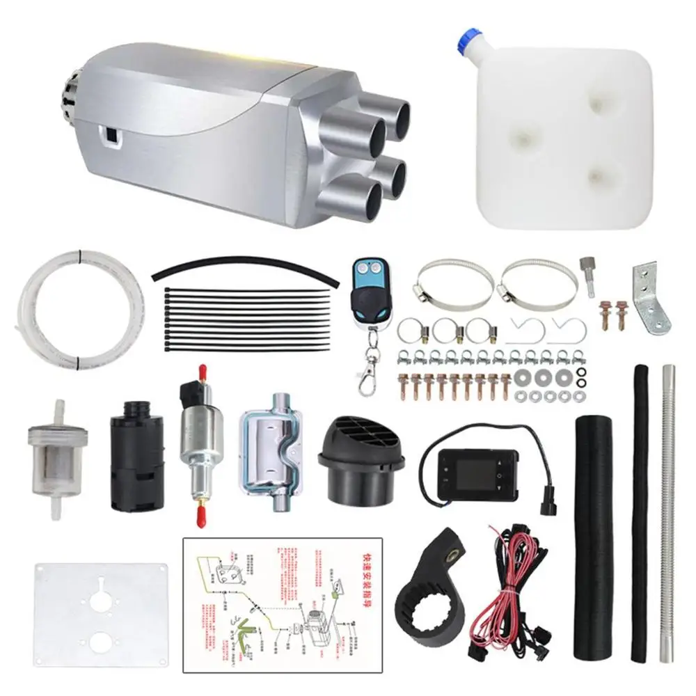 

12V/5KW 4-Hole Aluminum Alloy Parking Fuel Heater LCD Display With Remote Control Diesel Air Heater Parking Fuel Heater