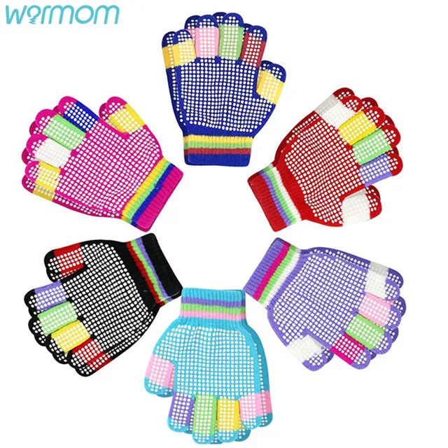 Warmom Non-slip Winter Warm Gloves Color Dot Particles Outdoor Sports Ski Gloves Infant Toddler Hand Warmer Newborn Accessories