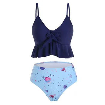 

2020 Summer Swimwear Women Female Beachwear Swimming Two Piece Bikini Set High Waisted Tie Side Bottom Swimsuits #4.27