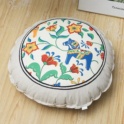 Хлопковый и льняной Круглый Большой Балконный Коврик для йоги, коврик для медитации, коврик для чайного столика Коврик для медитации удаляемый моющийся подушка