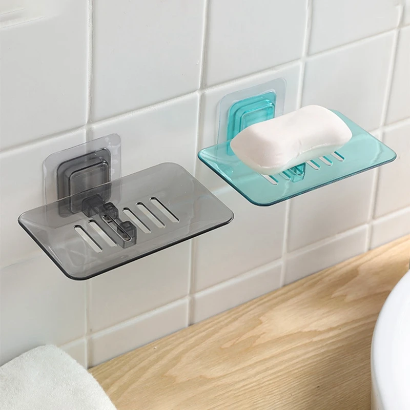 Bathroom Shower Soap Dishes Drain Sponge Holder Wall Mounted Bathroom Organizer Storage Rack Soap Box Housekeeping Container