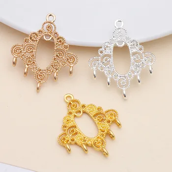 

50 PCS 25*30mm Gold/KC Gold/Silver Color Metal Alloy Earrings Pendant Connectors Charm For Necklace Earrings Accessories