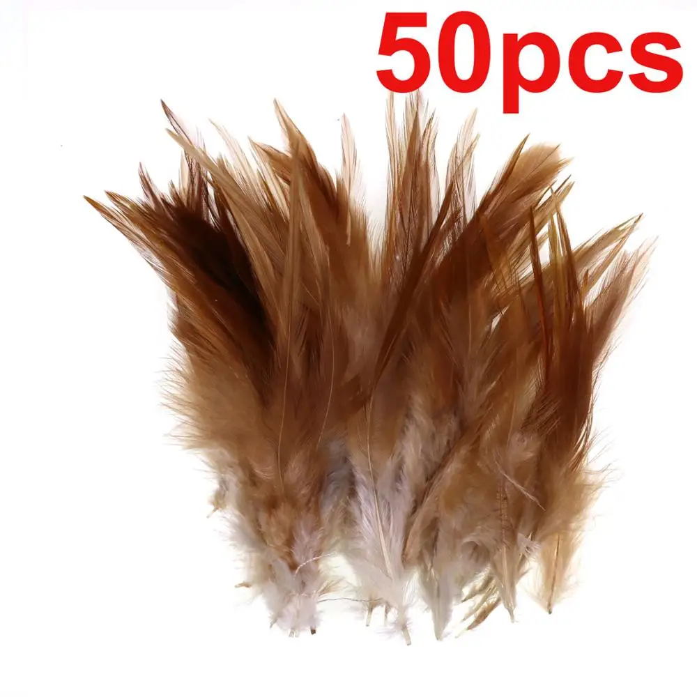 Wifreo 50 шт. длинные перья украшение на седло перья, привязываемые к приманке петух шлаппен для форели лосось Steelhead бас соленой воды стример завязывания - Цвет: Natural 50PCS