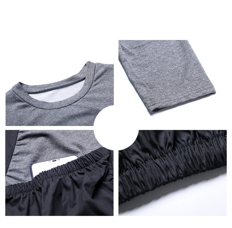 [EAM] Women Gray Contrast Color Big Size Dress New Round Neck Long Sleeve Loose Fit Fashion Tide Spring Autumn 2020 1DA259
