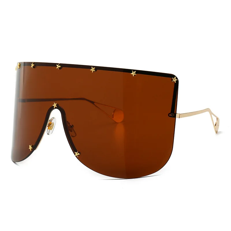 Oversized Sunglasses Women Brand Vintage Alloy Mirror Big Stars Frames for Female Male Eyewear Shades Oculos De Sol UV400 - Цвет линз: C7