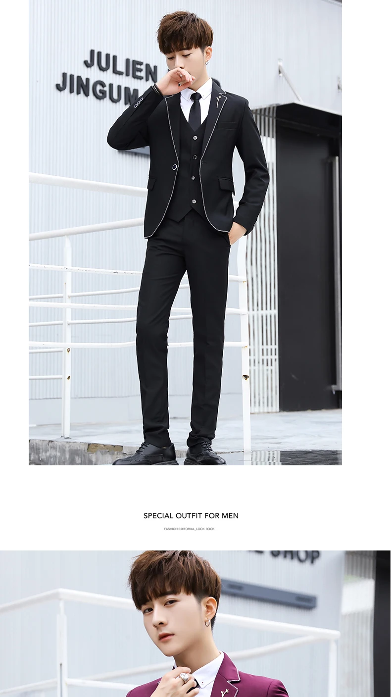 New Men's Blazers Jacket Short Coat Business Casual One Button Korean Style Slim Fit Handsome Jackets C41