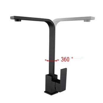 

304 Stainless Steel Square Kitchen Faucet European Style Black Baking Paint Hot And Cold Faucet 360 ° Rotating Sink Tap