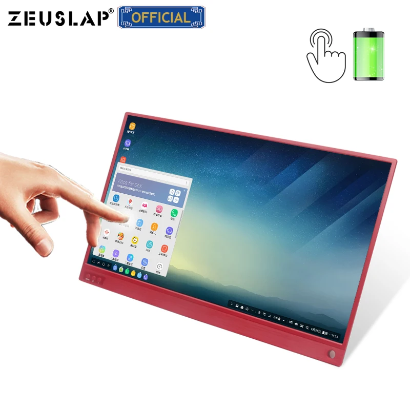  15.6inch Battery Touch Portable Monitor USB C HDMI touch screen monitor for Samsung DEXHuawei EMUI 