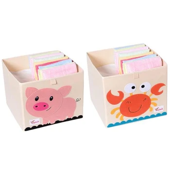 

Cartoon Animal Square Storage Box Folding Washed Oxford Cloth Fabric Storage Bins for Toys Storage Basket 2PCS