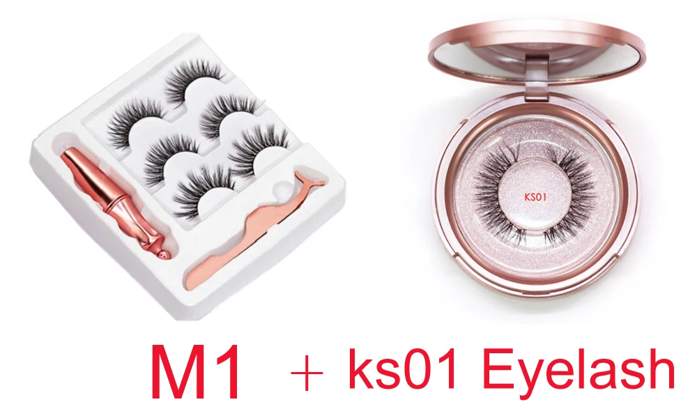 M1 with ks01 eyelash 3D Магнитные ресницы 3 пары магнитные накладные ресницы и 1 шт. Магнитная жидкая подводка для глаз и 1 шт. Пинцет Набор Магнитная подводка для глаз - Цвет: M1 with ks01 eyelash