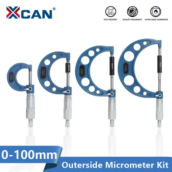 

XCAN Micrometer Caliper 4pcs 0-25mm 25-50mm 50-75mm 75-100mm/0.01mm Outerside Micrometer Gauge Measuring Tools