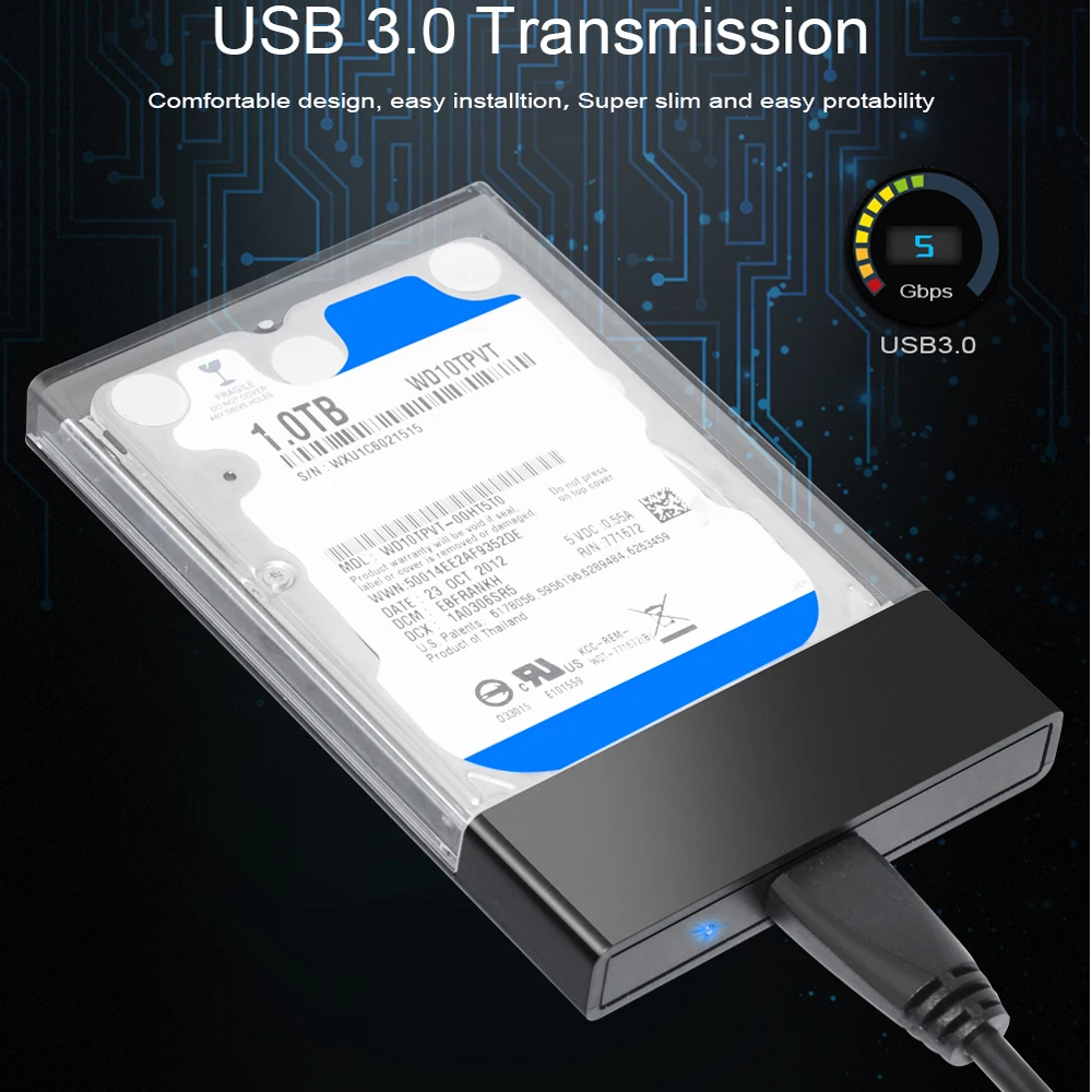 ϵ ũ ڽ USB C 3.0, 2.5 ġ HDD SSD , SATA  Ŭ, ϵ ̺ ũ ڽ, Ʈ ϵ ũ ̽ ̺