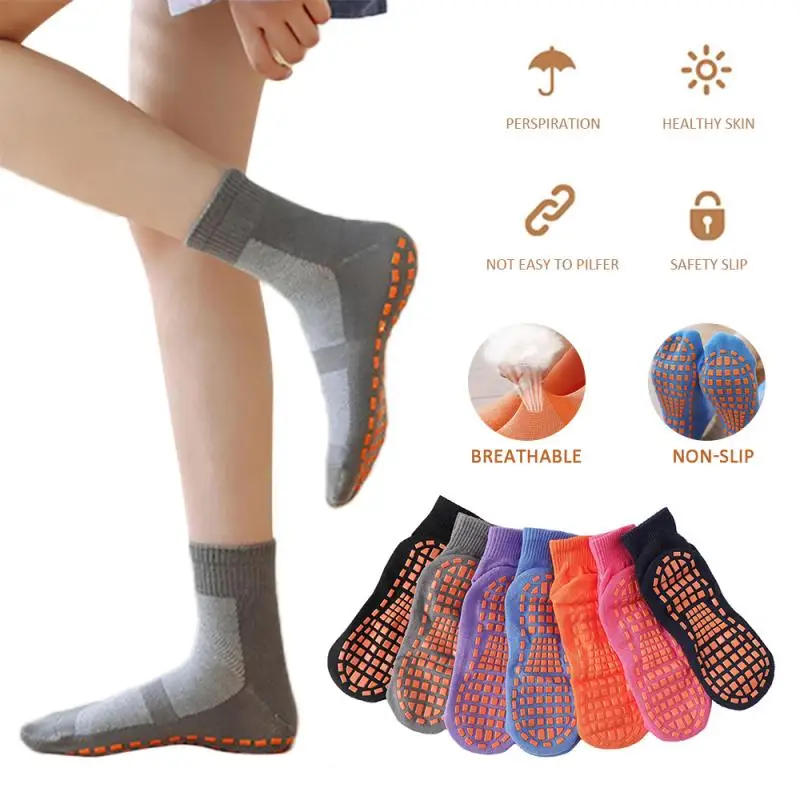 Cotton Trampoline Socks Unisex Adult Child Anti Skid Floor Socks Comfortable Wear Anti-Slip Sports Yoga Foot Massage 1Pair