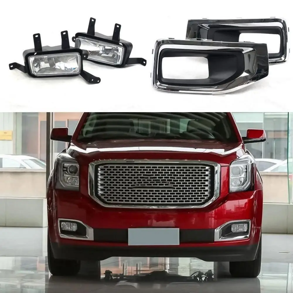 

JanDeNing For Clear Fog light Front Lamps Full Kit W/ Harness For G-MC YUKON 2015-2018