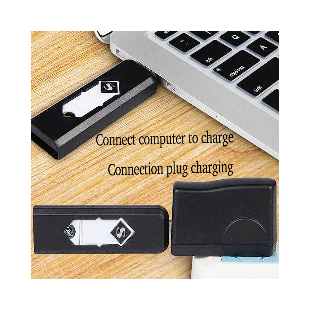 1 шт., ветрозащитная usb-зажигалка, аксессуары для дыма, электронные зажигалки для сигарет, USB перезаряжаемая, encendedor isqueiro, без газа, Бутан