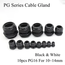 10 шт. PG16 кабельный ввод для 10-14 мм провода кабель CE белый черный IP68 Водонепроницаемый Нейлон Пластик резиновое уплотнительное кольцо уплотнительное уплотнение разъем