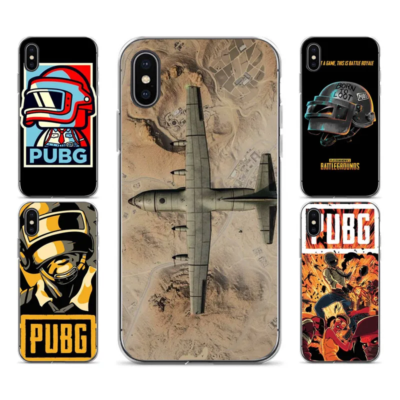 

Silicone Cover for iphone 5 5s 6 6plus X XS max XR 7 7plus PUBG Printing Phone Shell For Apple iphone 8plus Case 5.5