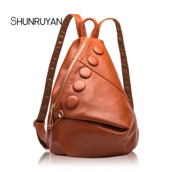 

SHUNRUYAN 2018 New Brand Design Genuine Leather Women Bag Ladies Bag Backpack Vintage Fashion Package Shoulder Bag Travel Bag