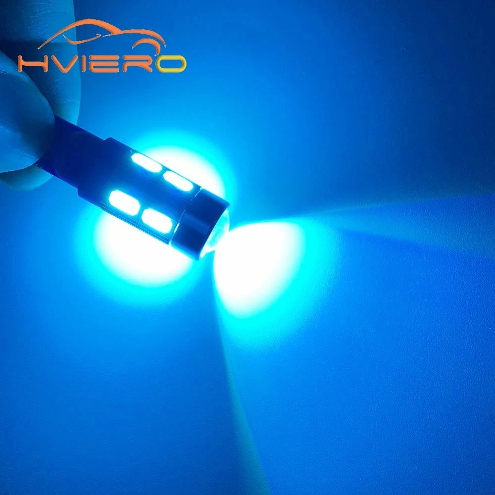Hviero T10 10SMD 5630 W5W Interior Xenon Red White blue DC 12V Car LED Lens Projector Solid Aluminum Bulbs Side Marker Light