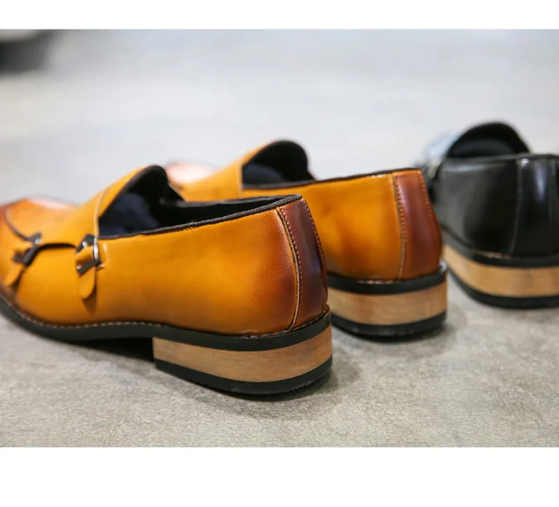 Merkmak/модельные туфли с острым носком Модные лоферы с пряжкой, без шнуровки, деловая официальная обувь, большие размеры 37-48, мужские свадебные вечерние туфли