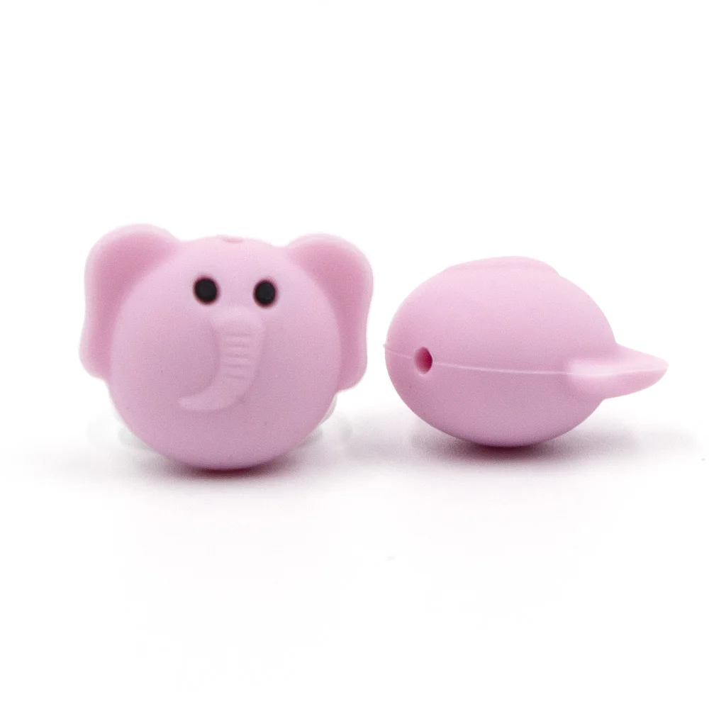Elephant Quartz Pink 5 шт., силиконовые бусины в виде медведя, панды, утки, коалы, перле, Мультяшные силиконовые коралловые бусины в виде животных, детские товары для прорезывания зубов - Цвет: Elephant Quartz Pink