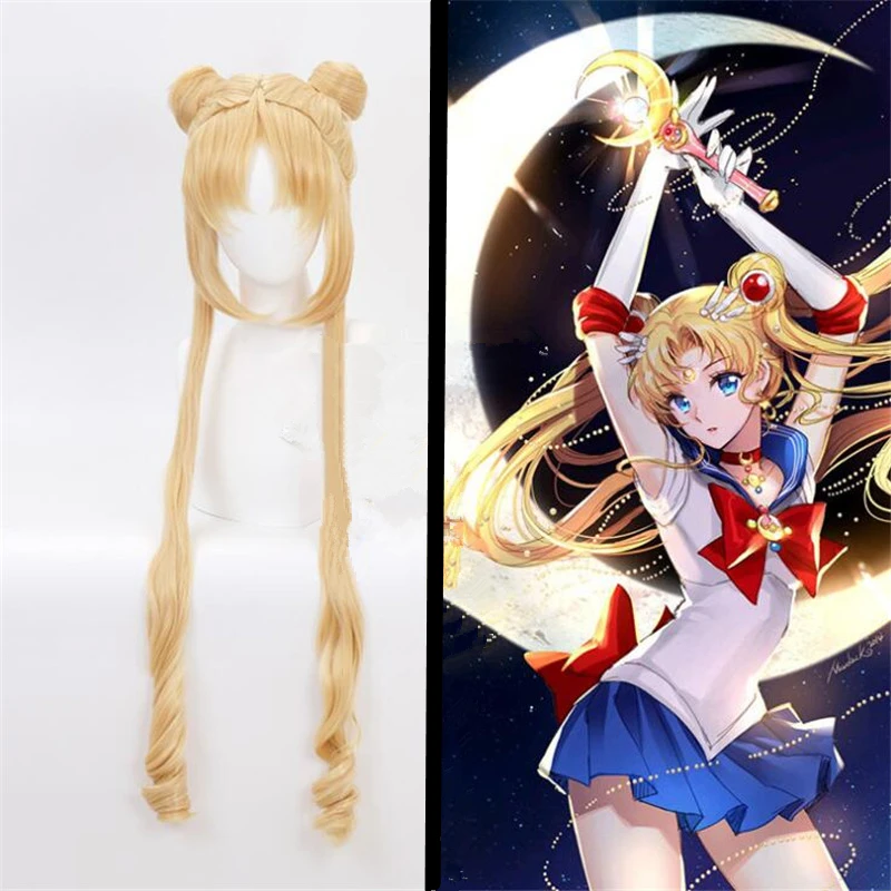 

Cartoon Anime Sailor Moon Wig Halloween Masquerade Stage Performance Tsukino Usagi Cosplay Prop Accessories Wig Gift