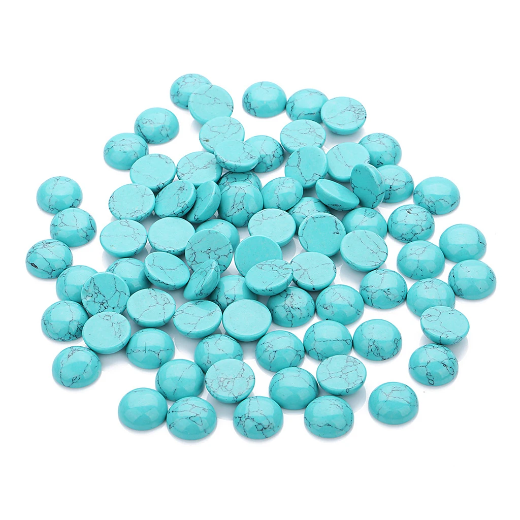 20pcs Natural Blue Turquoise Domed Cabochons 8mm Fit Jewelry Making Settings