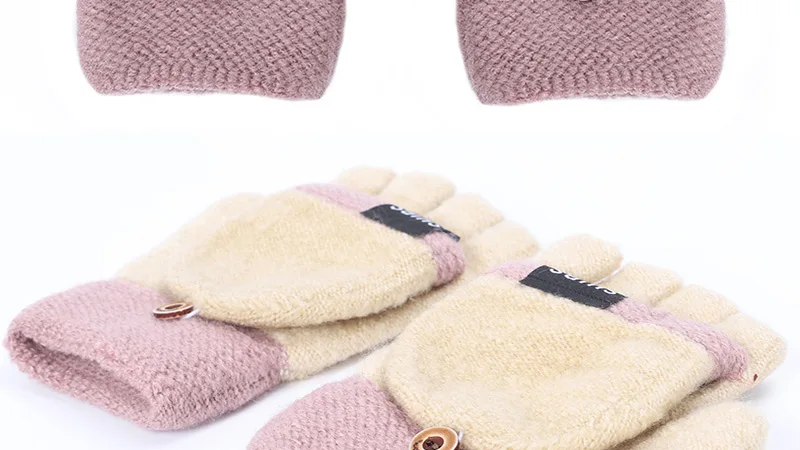 Новые женские хлопчатобумажные шерстяные вязаные перчатки осень зима для женщин и мужчин утолщенные Лоскутные перчатки с открытыми пальцами теплые варежки