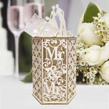 

Baby Shower Collection Gift Mailbox DIY Wooden Hexagon Receptions Exquisite Graduations Party Decor Anniversary Wedding Card Box