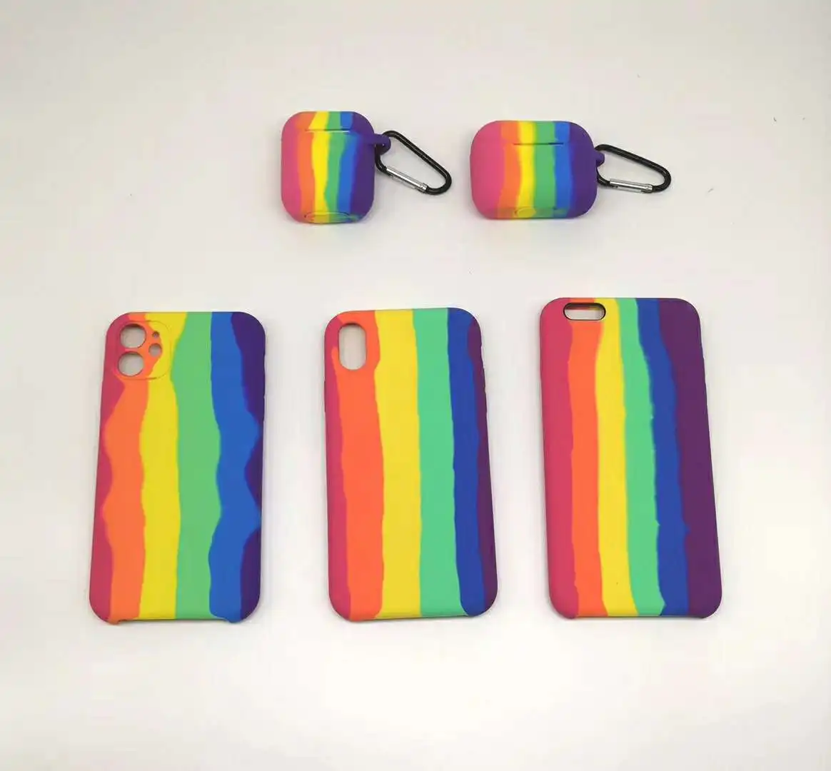 Rainbow Phone Case for Iphone 11 Pro XS Max XR 6 6s 7 8 Plus X Soft Silicone Airpods 1 2 Earphone Headset Cover | Мобильные телефоны