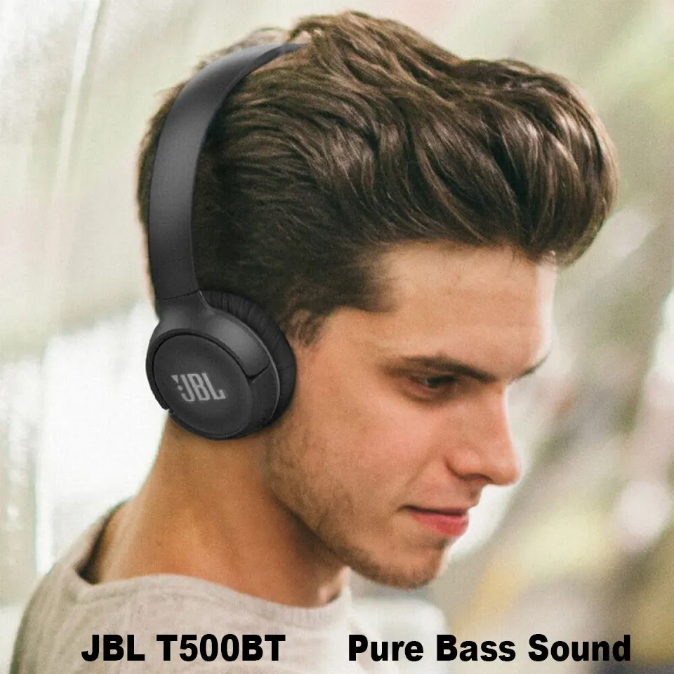 JBL T500BT Deep Bass Sound Sports Game Headset with Mic Original Noise Canceling Foldable Earphones