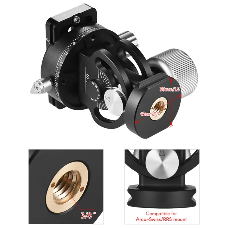  Tripod Head Panoramic Bird Watching Photography Head with Quick Release Plate for Sirui L10 Rrs Mh-