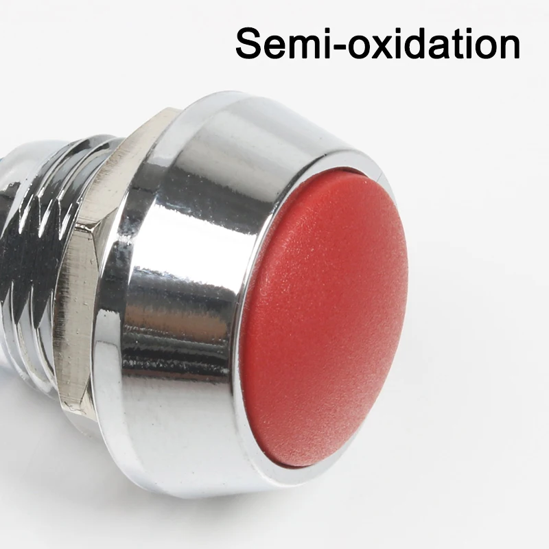 12 мм водонепроницаемый мгновенный 1NO купольный кнопочный переключатель штырьковые ножки/винтовой терминал самосброс Кнопка глинозема черная кнопка ВКЛ-ВЫКЛ - Цвет: Semi-oxidation