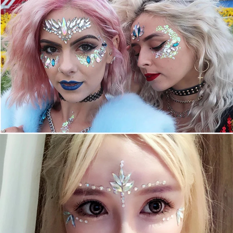 Временная татуировка наклейка s Face Rhinestone наклейка вечерние макияж для тела блестящая наклейка музыкальный фестиваль глаз искусство татуировки