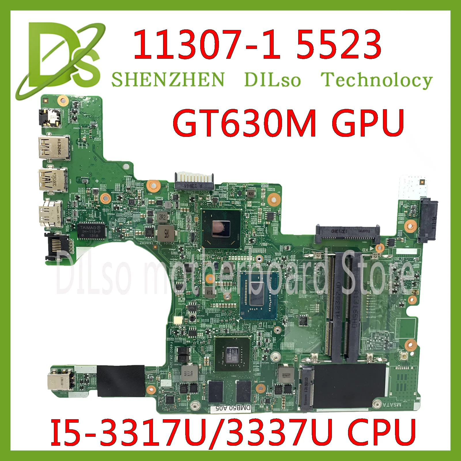 KEFU 11307-1 Материнская плата для Dell INSPIRON 15Z 5523 материнская ноутбука I5-3317U/3337 CPU GT630M