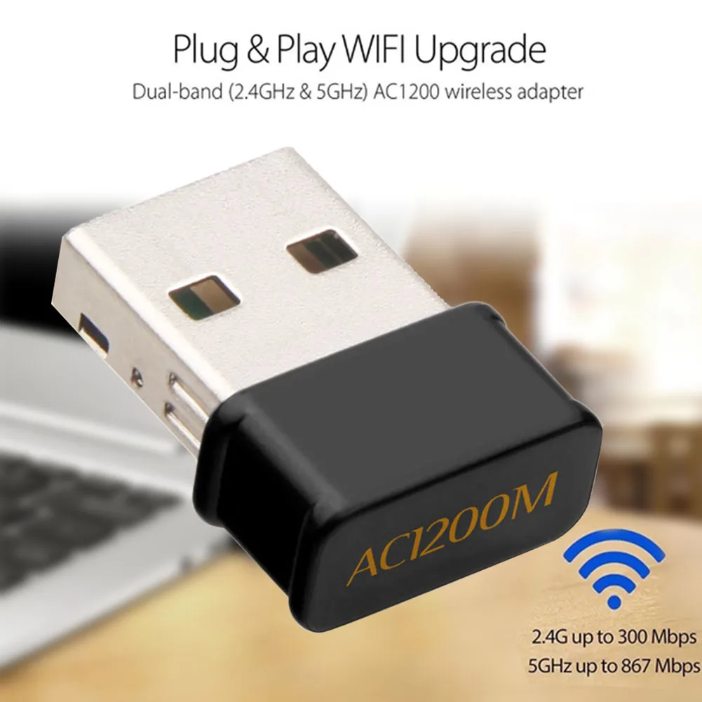 Беспроводной мини-адаптер AC1200Mbps 2,4G/5G Dual Band USB 3,0 для настольного ноутбука