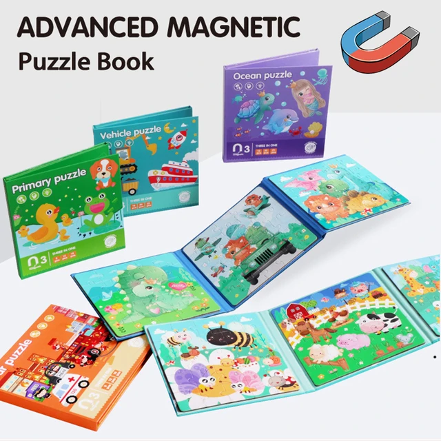 3 in 1 Magnetic Puzzle Book Toddler Toys Advanced Version Folding Jigsaw  Dinosaurs Animal Travel Games