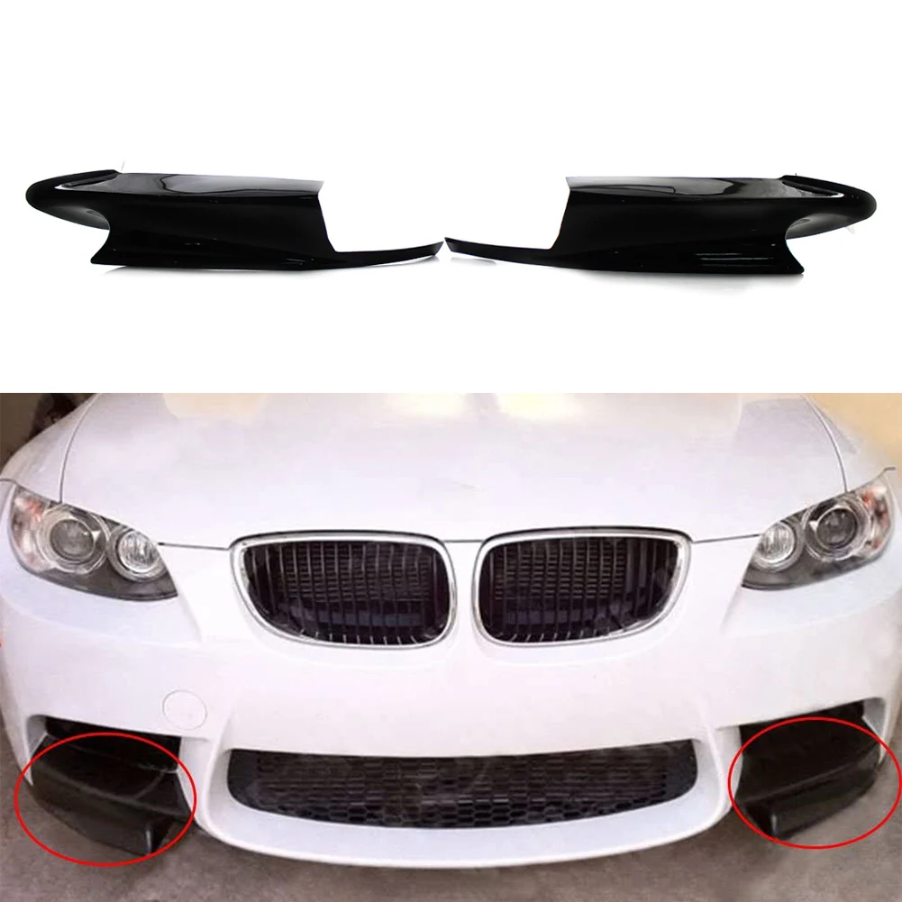 

2x Gloss Black Auto Front Bumper Splitters Lip Spoiler Trims For BMW E92 3 Series M3 2008 2009 2010 2011 2012 2013 Plastic