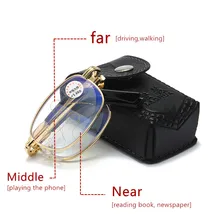 Для мужчин Металл прогрессивные очки для чтения мультифокальной анти синего цвета светильник Для женщин Портативный складные пресбиопические очки с Чехол