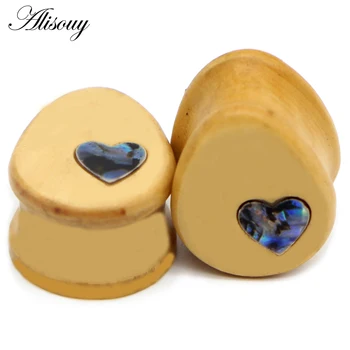 

Alisouy 2PCS Natural Teardrop Wood Heart Shell Ear Tunnels Plugs Gauges Body Piercing Jewelry Ear Stretcher Expander 8mm-25mm