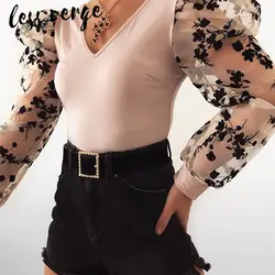 Lessverge черный женский боди с v-образным вырезом и открытой спиной, сексуальный топ, элегантные вечерние комбинезоны на осень и зиму