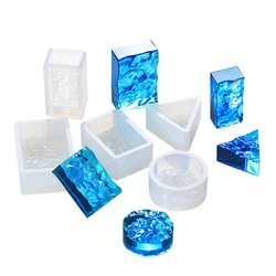 New Geometric Water Wave Wave Necklace Pendant Silicone Mold DIY Keychain Bag Pendant Resin Mold Silicon Molds for Resin Art