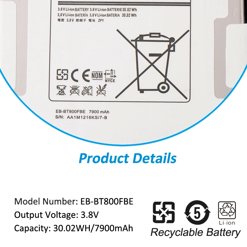 Kingsener Eb-bt800fbe Bateria de Substituição para Samsung Galaxy Tab 10.5 s Sm-t800 Sm-t801 Sm-t805 Sm-t807 Sm-t807a Eb-bt800fbc Baterias p/ laptop - Imagem 5