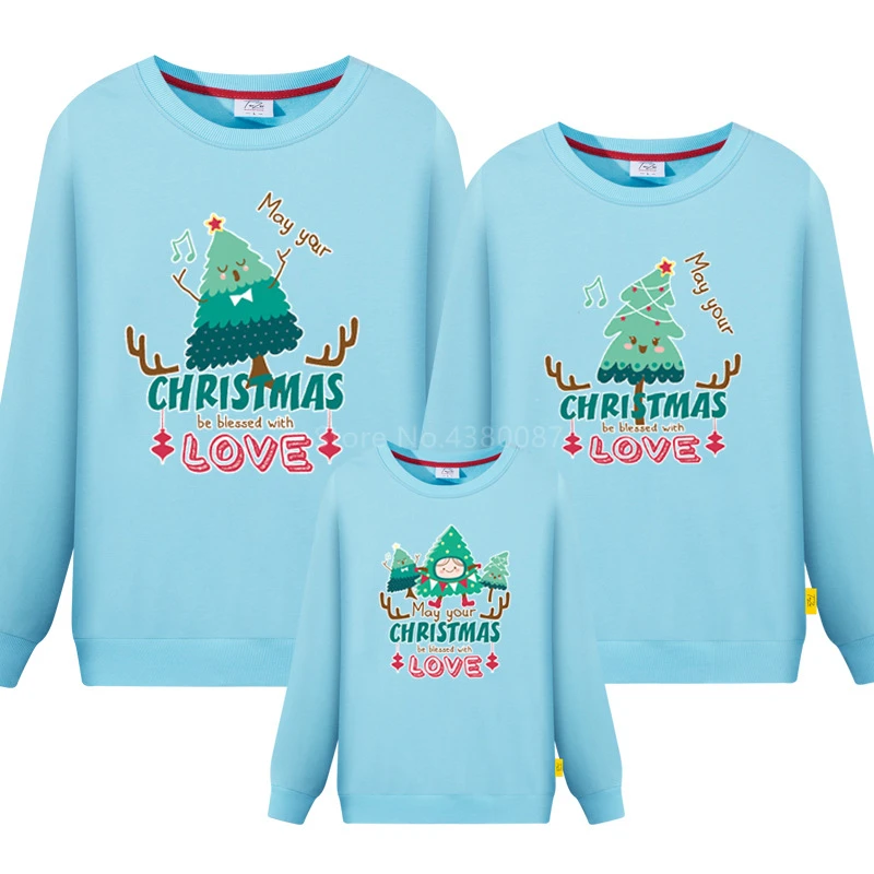 Рождественская одежда для всей семьи; одежда для маленьких девочек с принтом «Xams Tree»; хлопковые вечерние костюмы с длинными рукавами на год для маленьких мальчиков - Цвет: Light blue