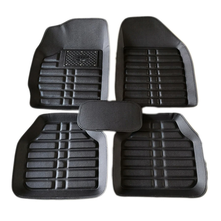 Alfombrillas delanteras y traseras de cuero PU para coche, accesorio